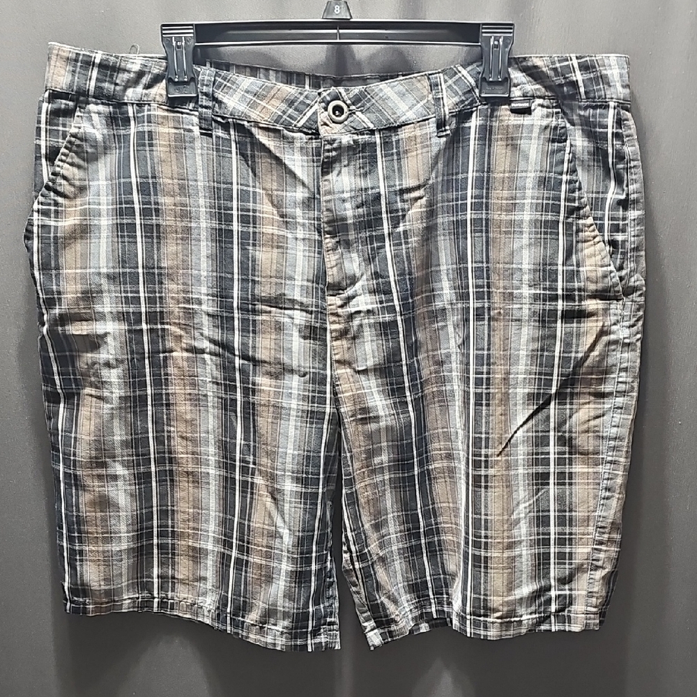 Hurley Plaid Men's Shorts - Black, Gray, Tan